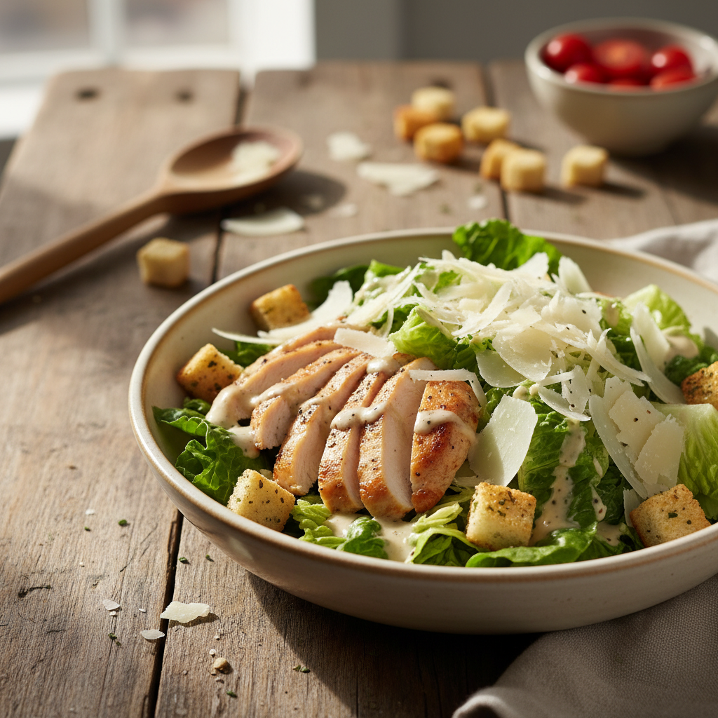 Klassikaline Caesari salat kanaga: lihtne ja maitsev retsept