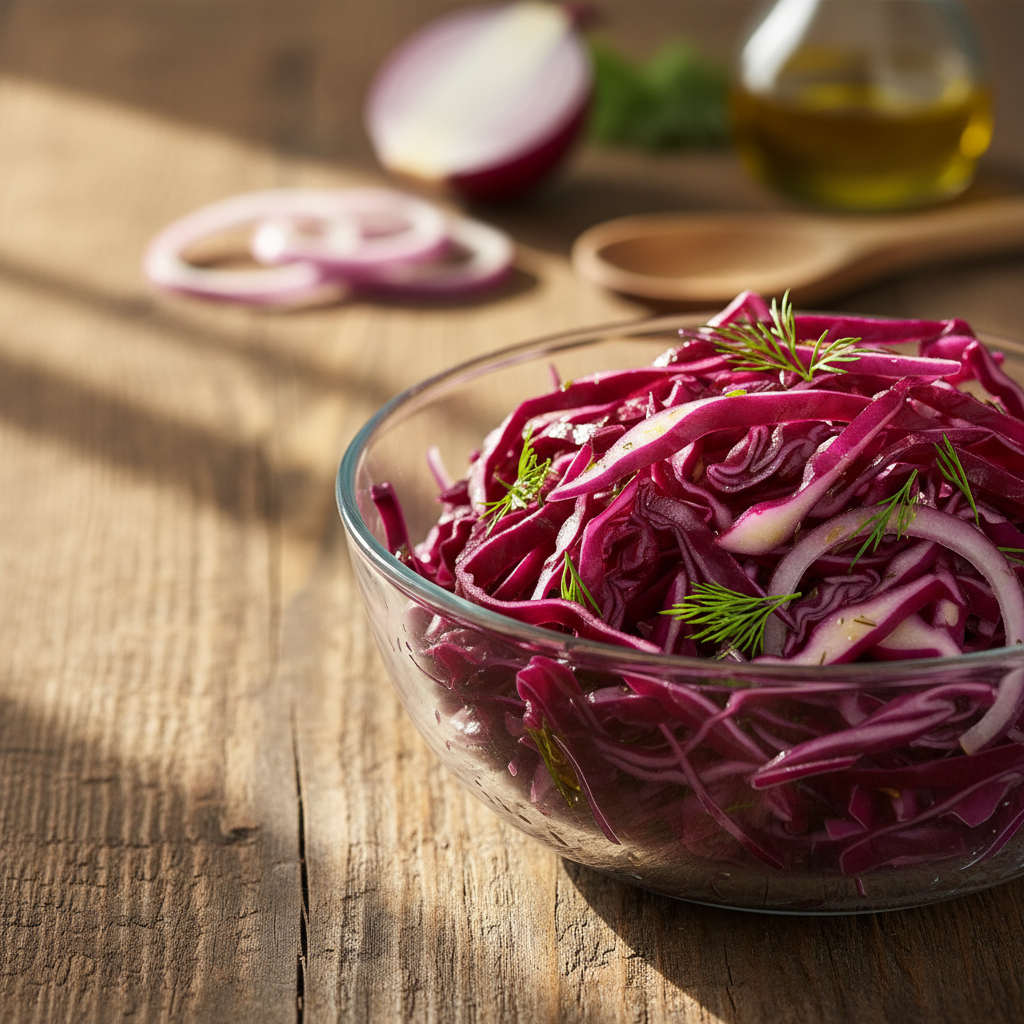 Lihtne ja mahlane punase kapsa salat: retsept iga toidu kõrvale